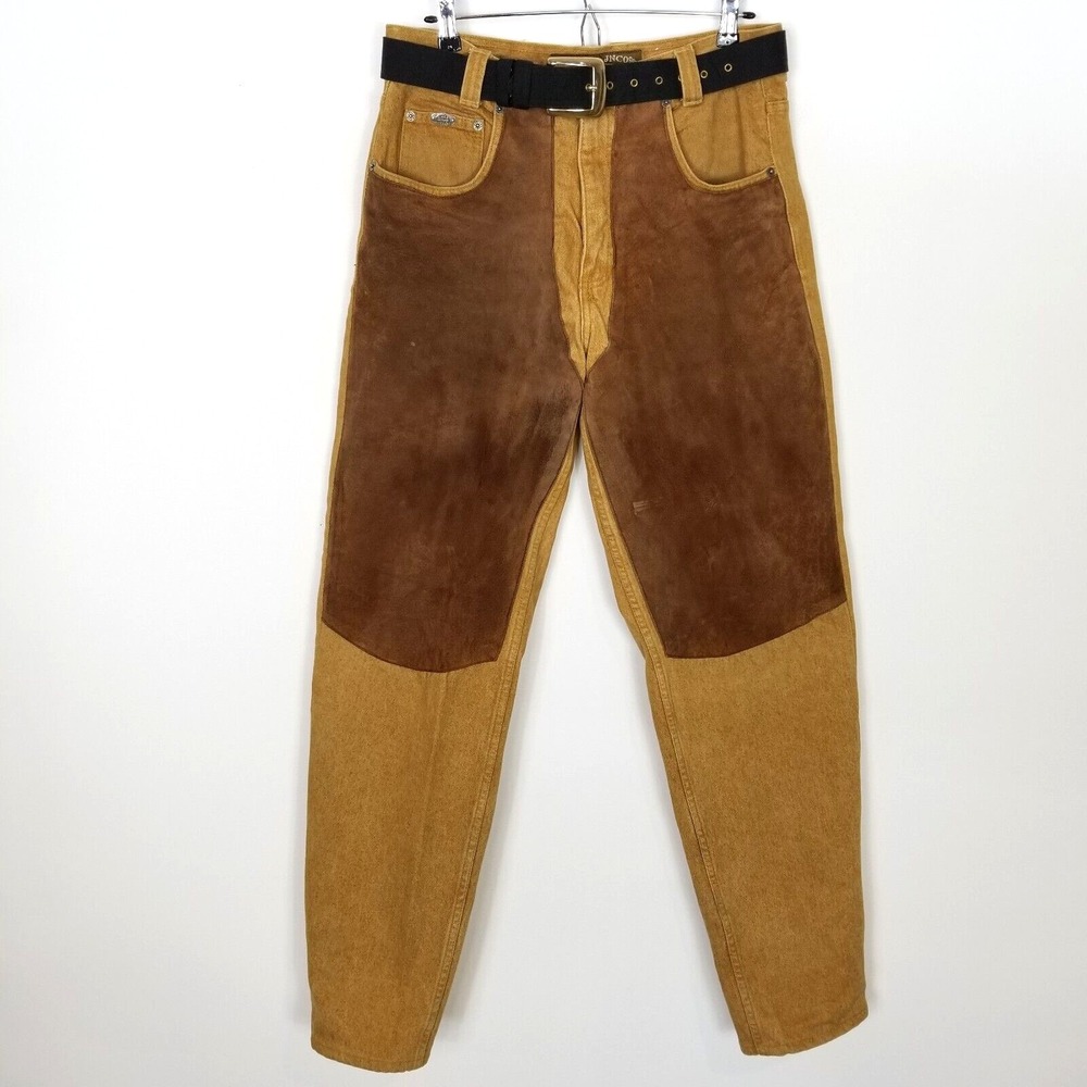 VTG JNCO‎ Revatex Men Denim Suede Jeans Sz 32 Brown Belted Durable USA